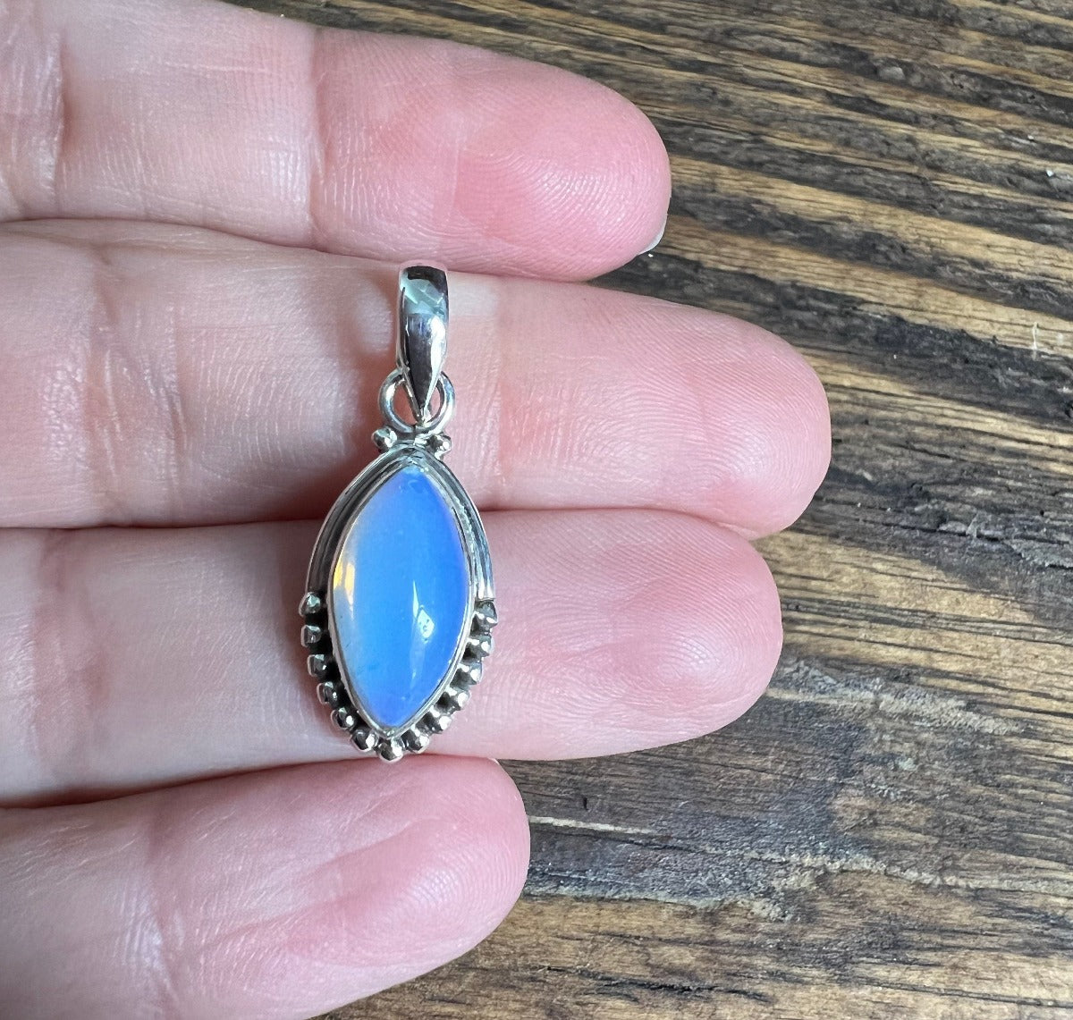 Sterling Silver Almond Opalite Necklace by Springwaves