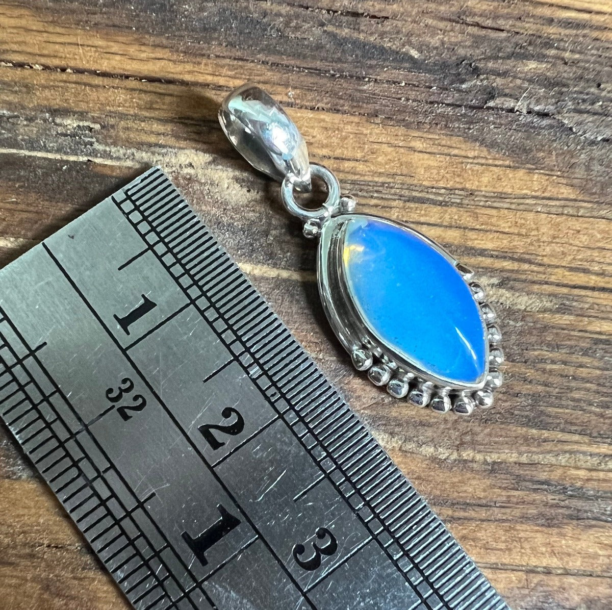 Sterling Silver Almond Opalite Necklace by Springwaves