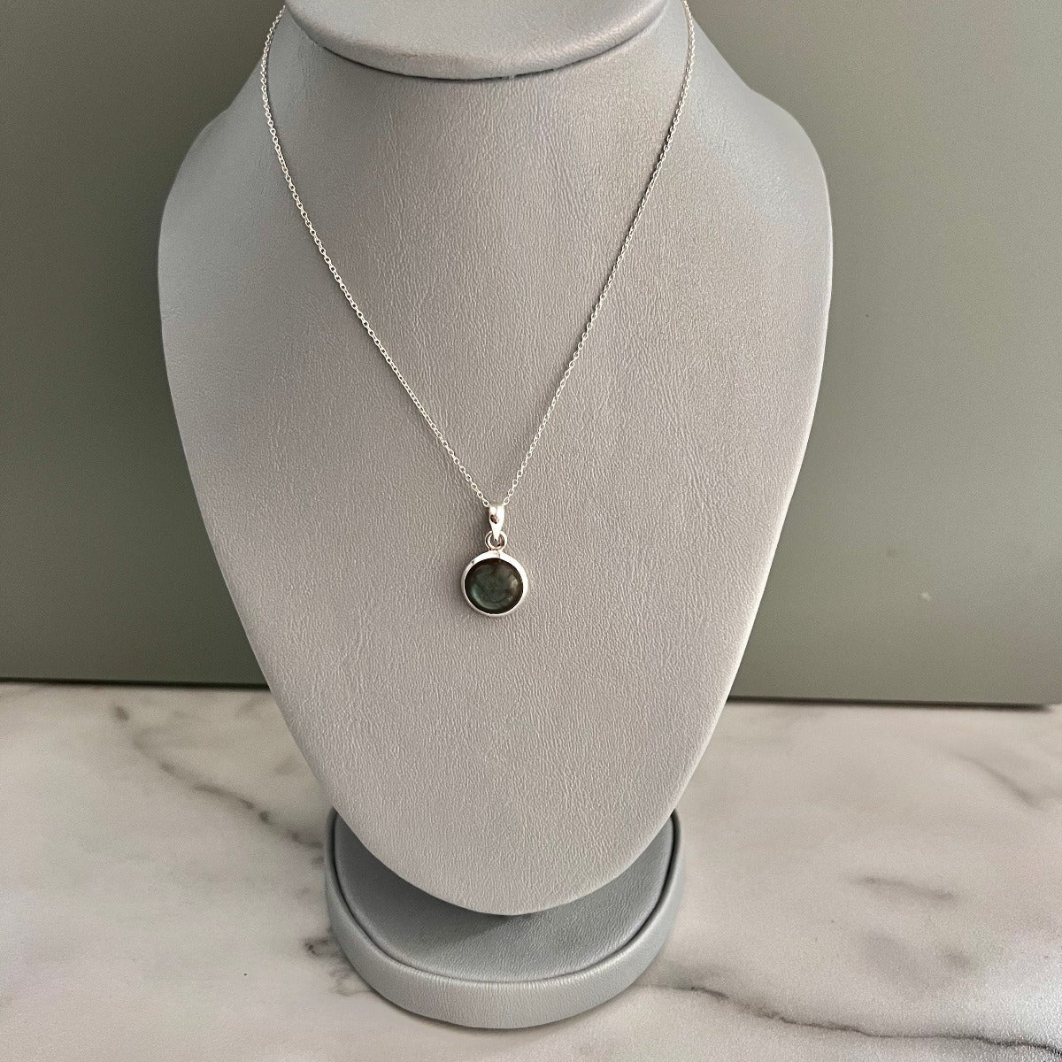 Minimalist Round Black Onyx Sterling Silver Necklace by Springwaves