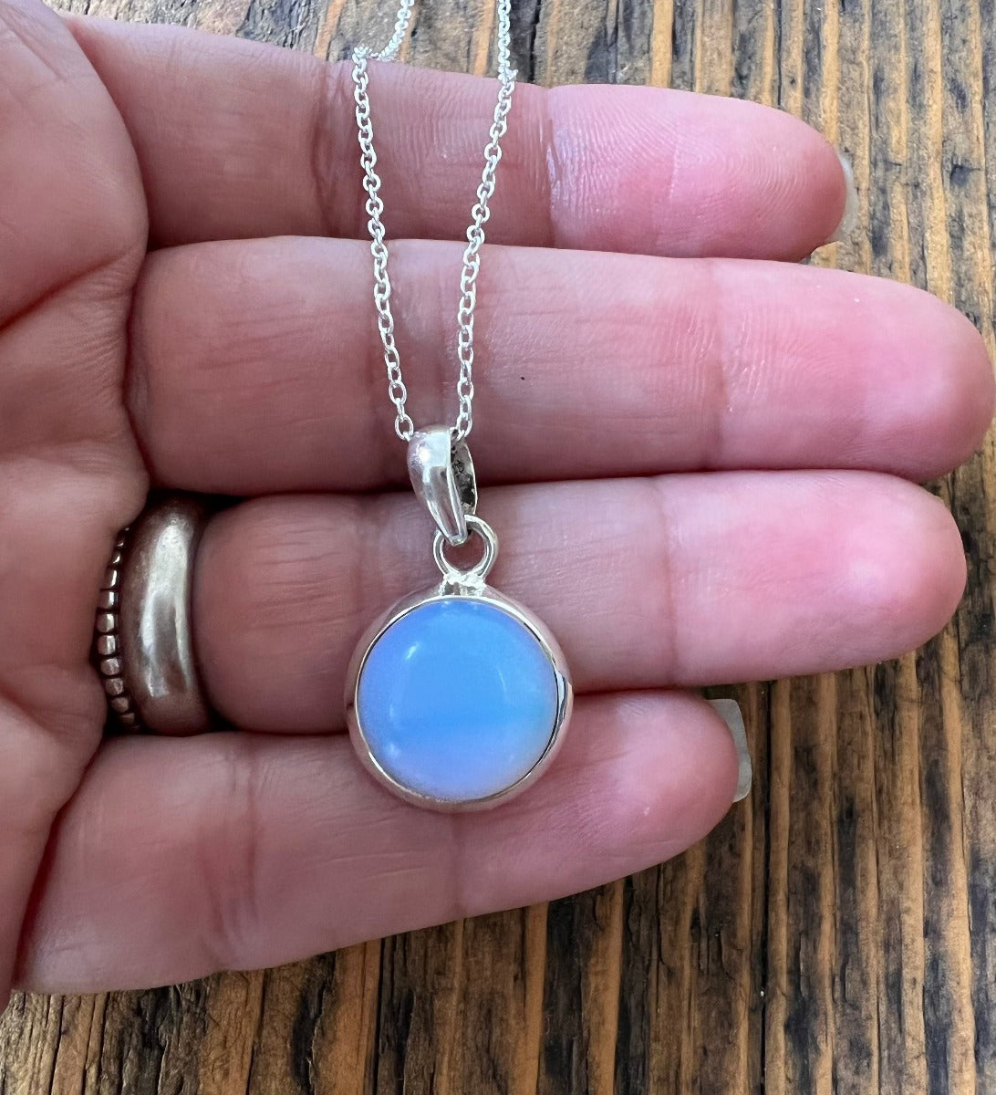 Opalite Minimalist Round Necklace by Springwaves