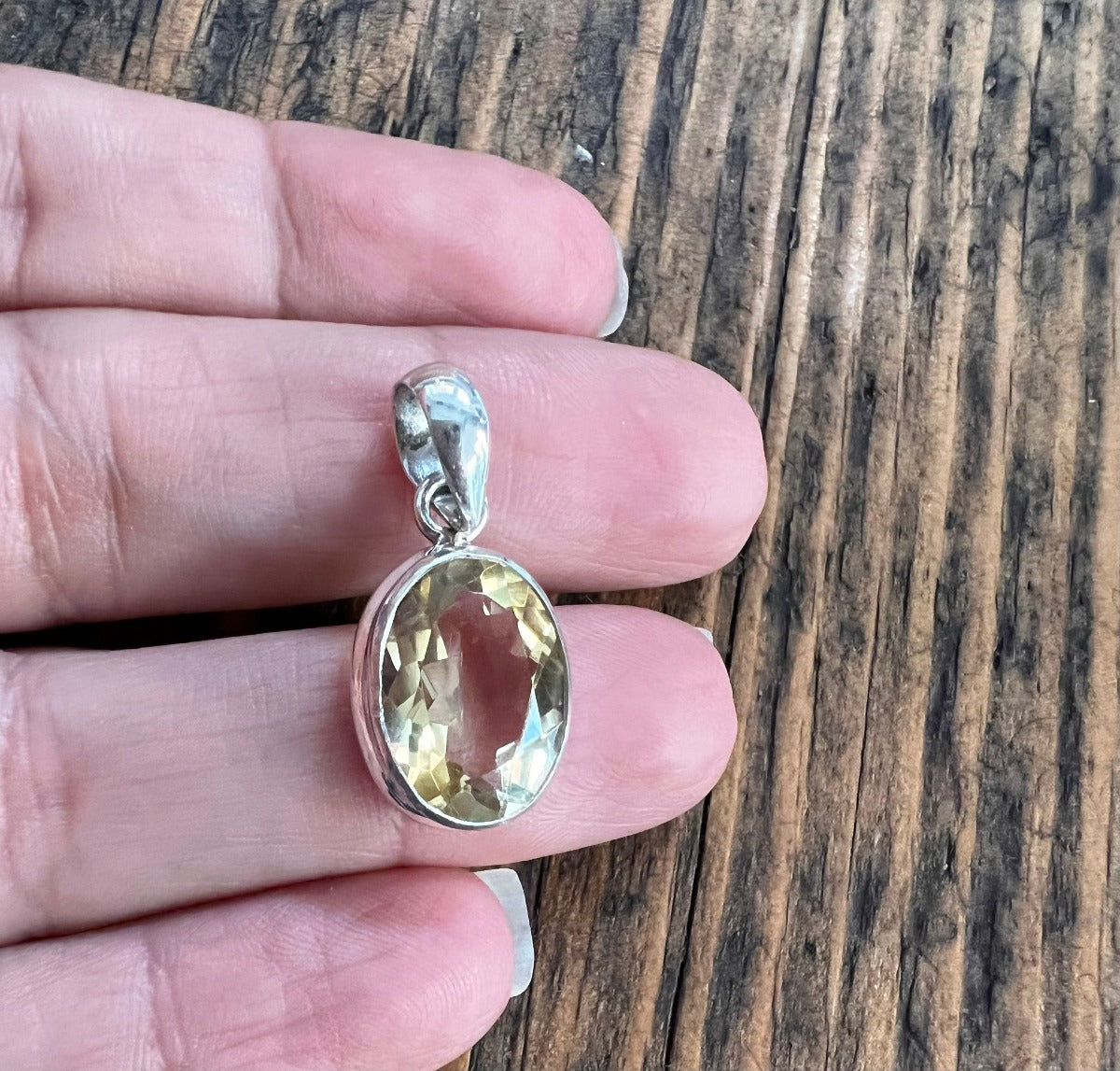 Oval Faceted Citrine Sterling Silver Necklace by Springwaves
