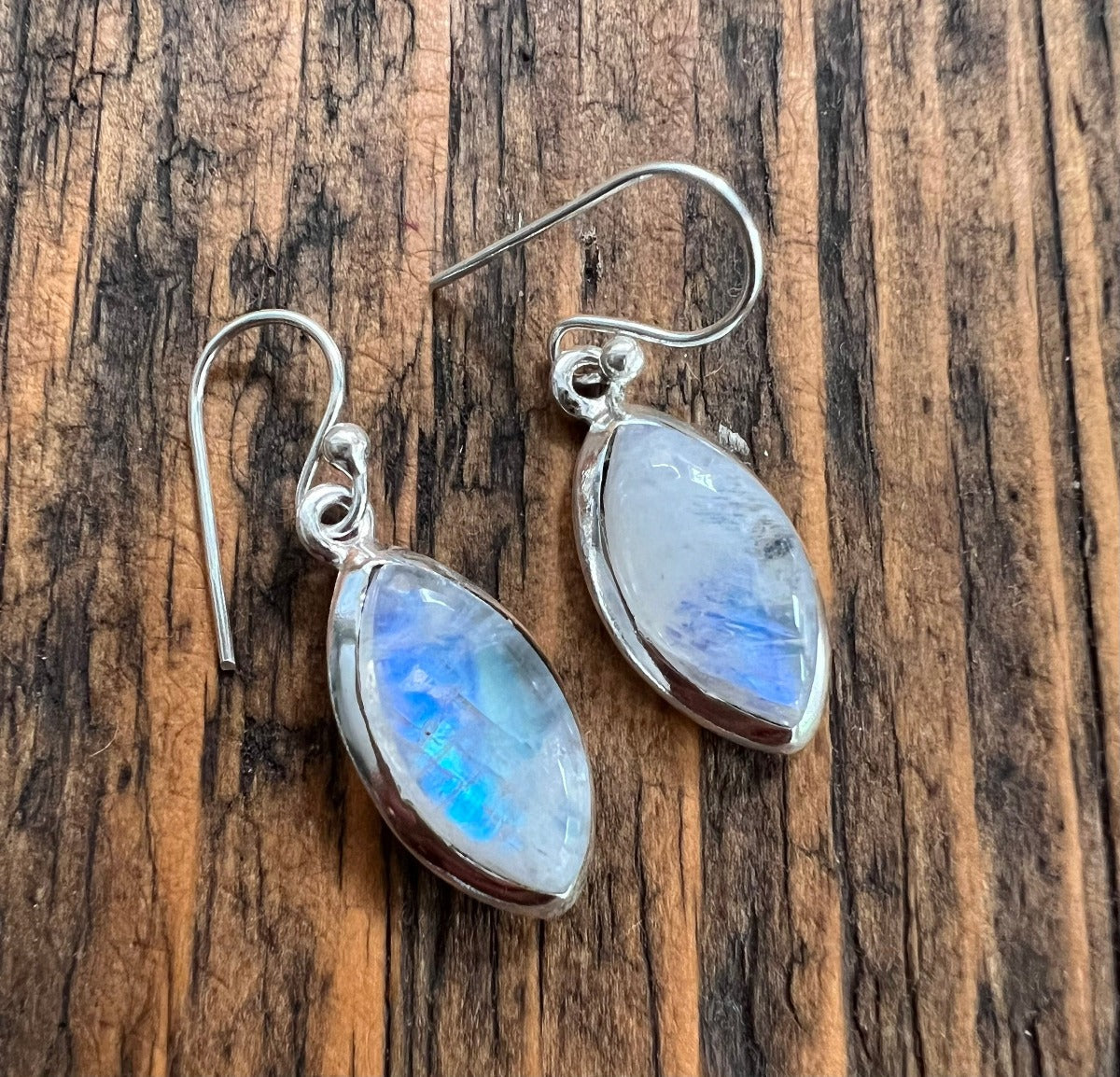 Silver Marquis Moonstone Earrings by Springwaves