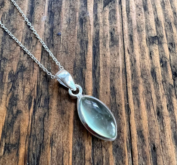 Sterling Silver Marquise Prehnite Necklace