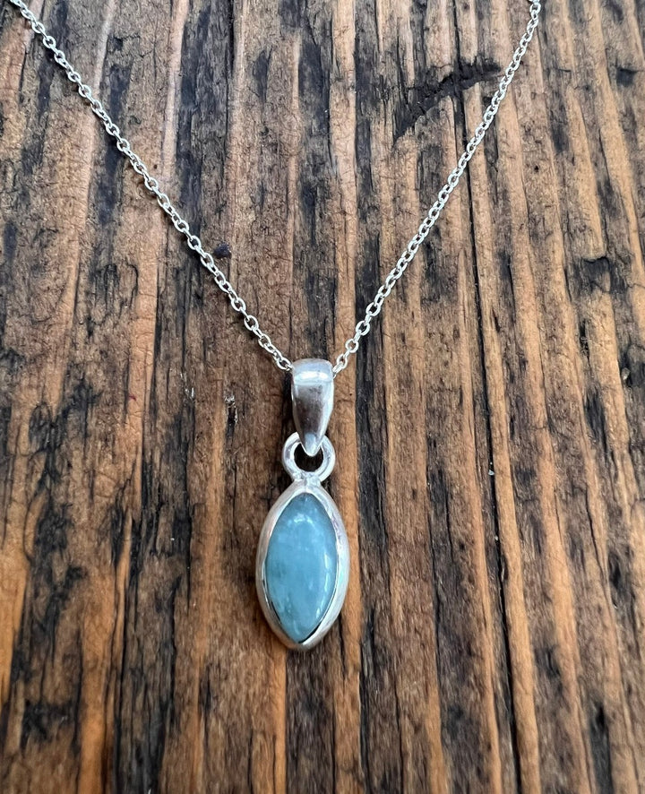 Sterling Silver Marquise Aquamarine Necklace
