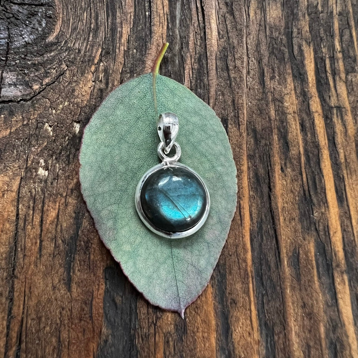 Minimalist Round Labradorite Sterling Silver Necklace by Springwaves