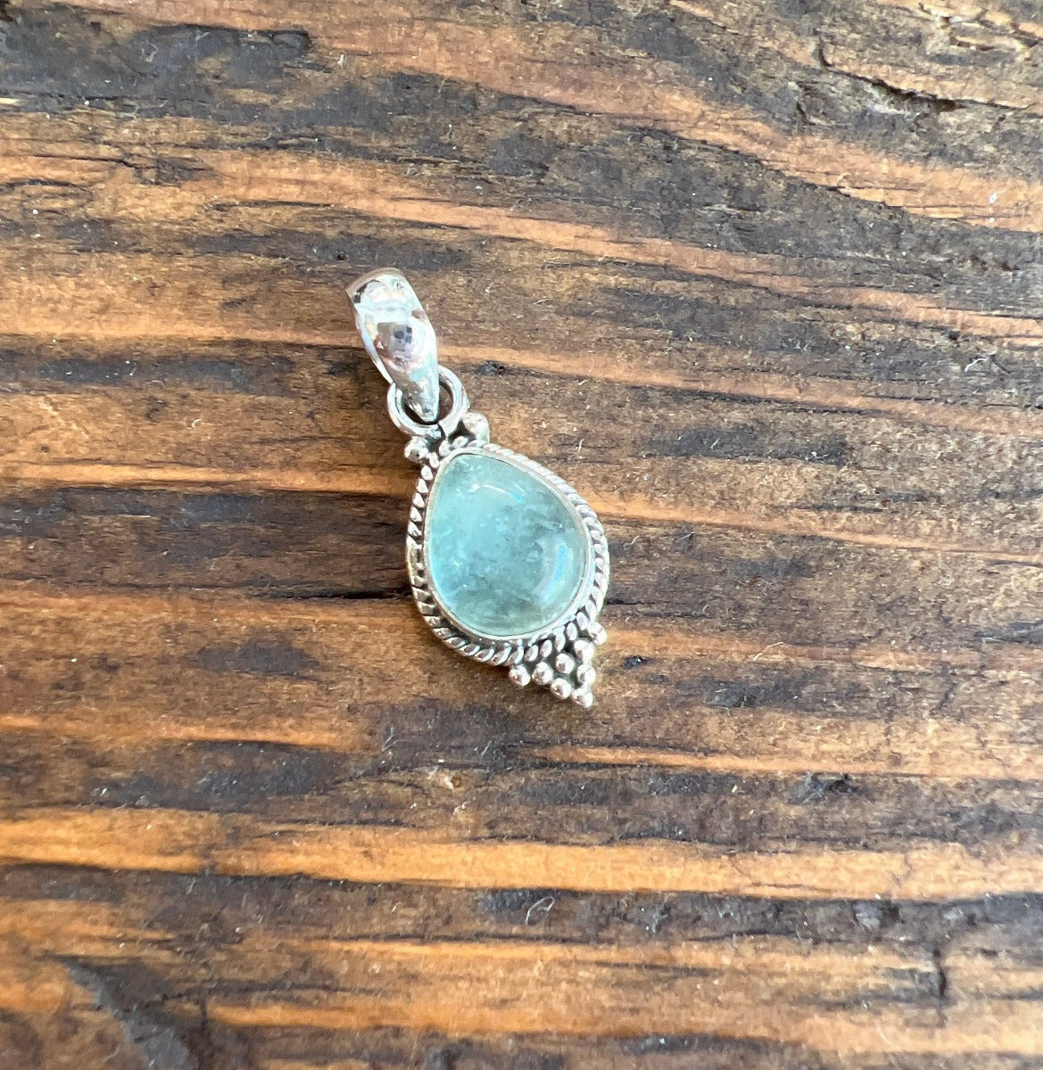 Dainty Teardrop Aquamarine Silver Necklace by Springwaves