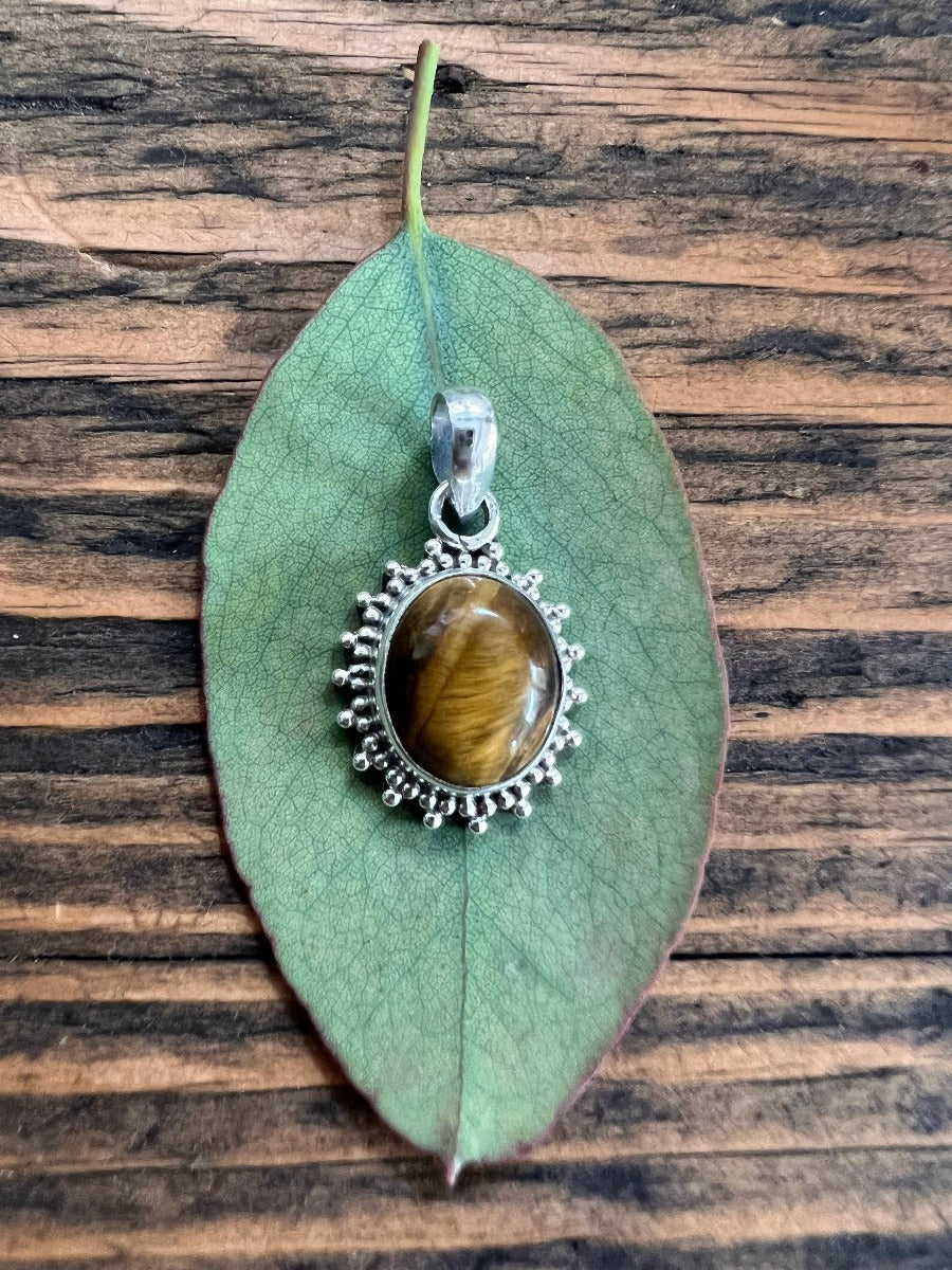 Tiger Eye Sterling Silver Boho Necklace by Springwaves