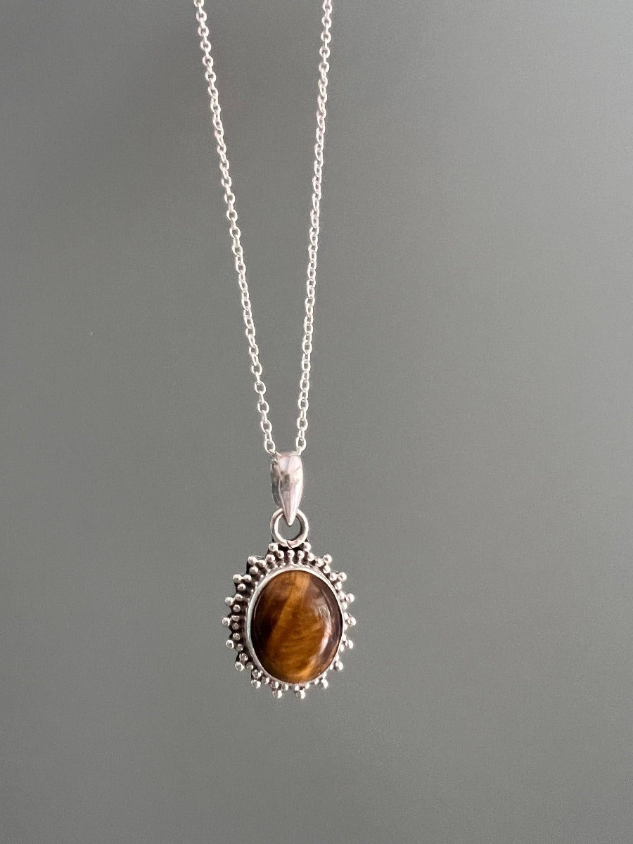 Tiger Eye Sterling Silver Boho Necklace by Springwaves