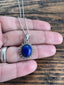 Sterling Silver Oval Starburst Lapis Lazuli Necklace by Springwaves