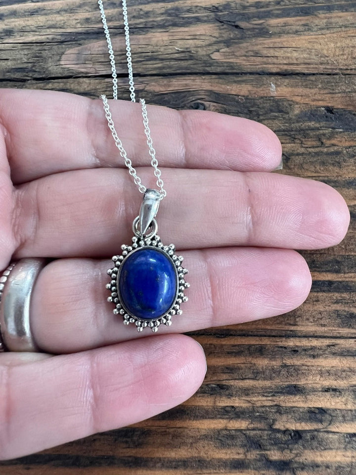 Lapis Lazuli Sunburst Oval Necklace