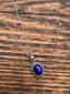 Sterling Silver Oval Starburst Lapis Lazuli Necklace by Springwaves