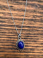 Sterling Silver Oval Starburst Lapis Lazuli Necklace by Springwaves