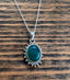 Sterling Silver Oval Starburst Green Onyx Necklace by Springwaves