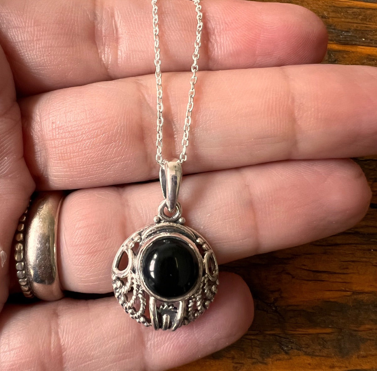 Art Nouveau Black Onyx Pendant Necklace by Springwaves
