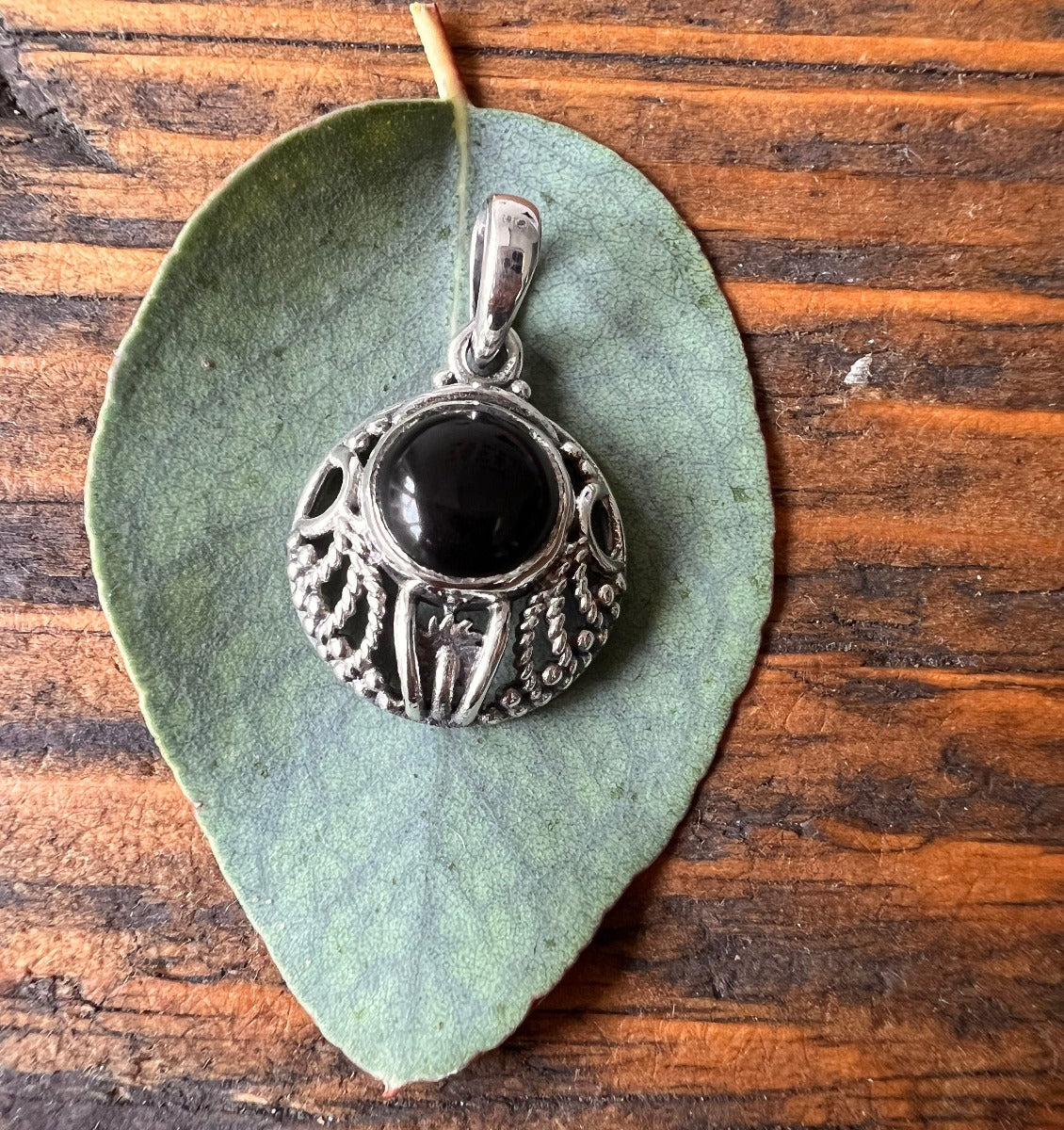 Art Nouveau Black Onyx Pendant Necklace by Springwaves