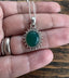 Sterling Silver Oval Starburst Green Onyx Necklace by Springwaves