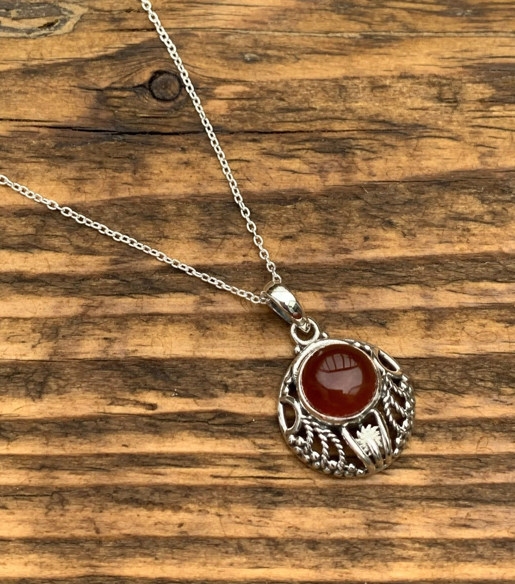 Art Nouveau Carnelian Pendant Necklace by Springwaves