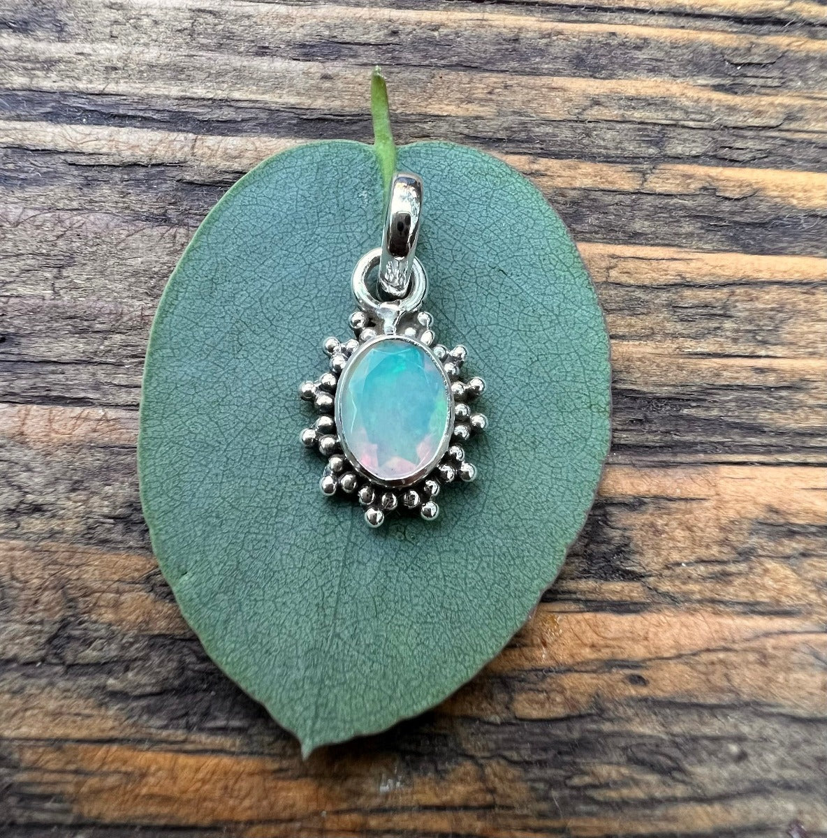 Opal Starburst Sterling Silver Boho Necklace by Springwaves