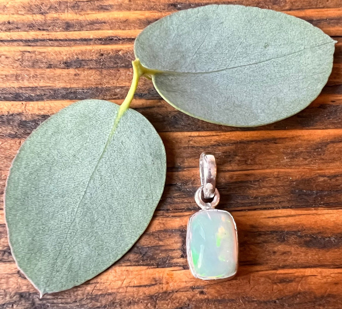 Delicate Minimalist Retangular Opal Necklace by Springwaves