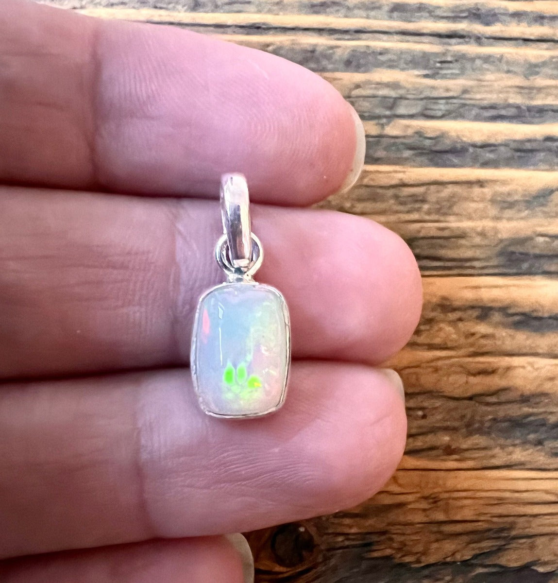 Delicate Minimalist Retangular Opal Necklace by Springwaves