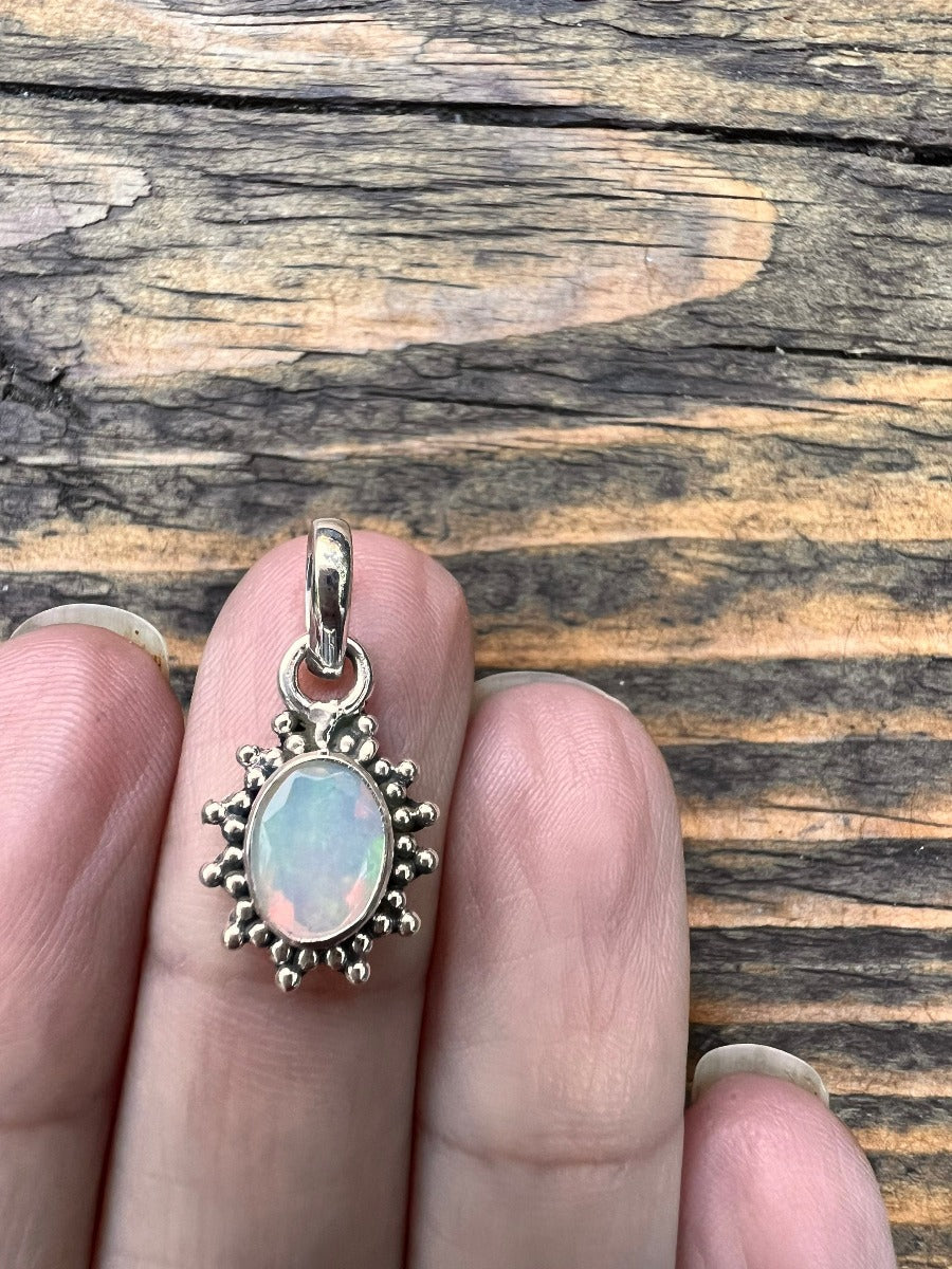 Opal Starburst Sterling Silver Boho Necklace by Springwaves