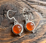 Dainty Round Carnelian Drop Earrings