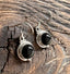 Black Onyx Silver Circle Drop Earrings by Springwaves