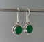 Green Onyx Silver Circle Drop Earrings by Springwaves