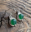 Green Onyx Silver Circle Drop Earrings by Springwaves