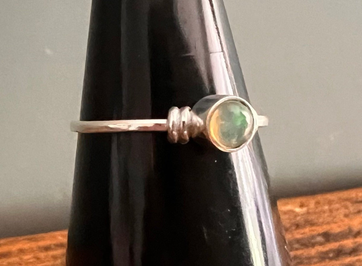 Ethiopian Opal Round Boho Silver Ring by Springwaves