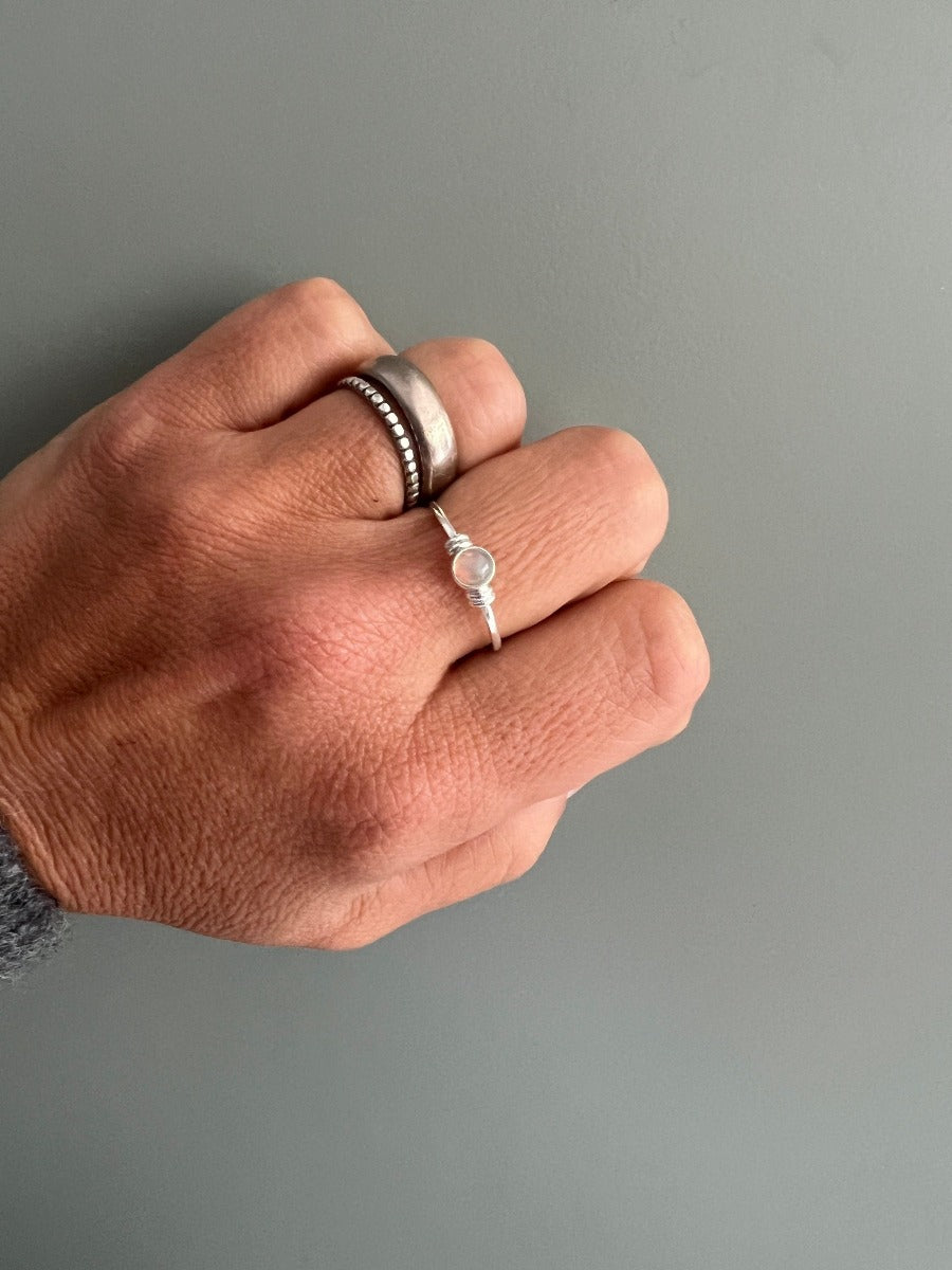 Ethiopian Opal Round Boho Silver Ring by Springwaves