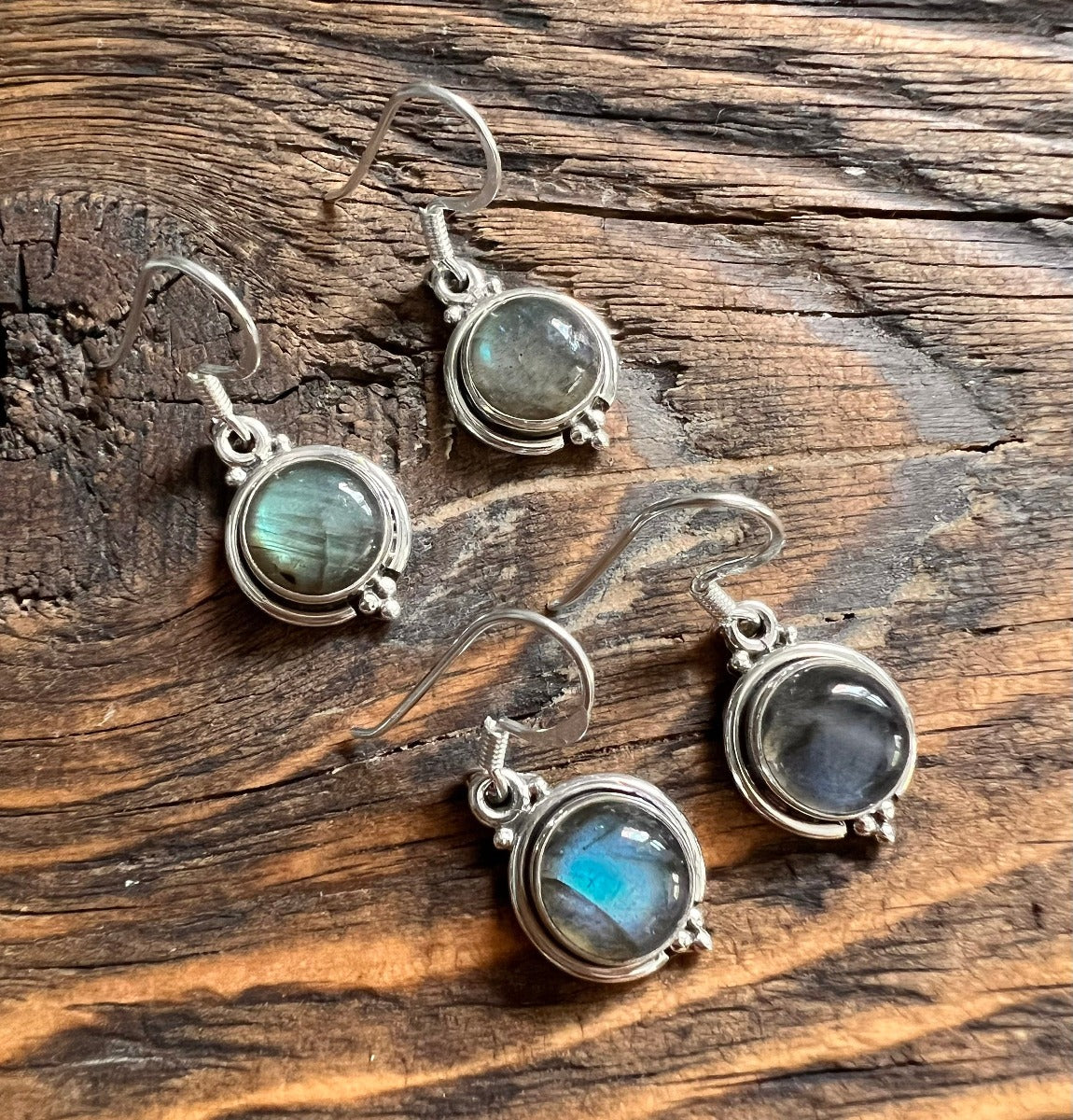 Labradorite Silver Circle Drop Earrings by Springwaves