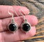 Black Onyx Silver Circle Drop Earrings by Springwaves