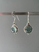 Dainty Round Aquamarine Drop Earrings