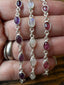 Dainty oval silver bracelet in tourmaline, moonstone, amethyst - by Springwaves