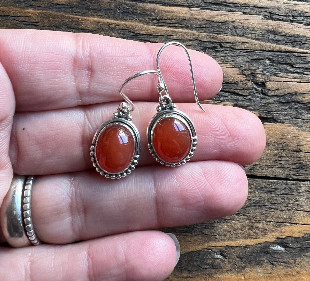 Sterling Silver Carnelian Drop Earrings by Springwaves