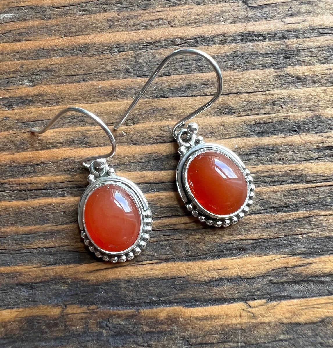 Sterling Silver Carnelian Drop Earrings by Springwaves