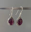 Oval Garnet Earrings - Delicate Silver Drop Earrings by Springwaves