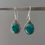 Oval Turquoise Earrings - Delicate Silver Drop Earrings by Springwaves