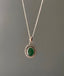 Sterling Silver Oval Green Onyx Boho Necklace by Springwaves