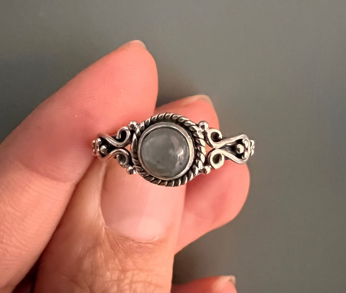 Dainty Intricate Boho Aquamarine Silver Ring by Springwaves
