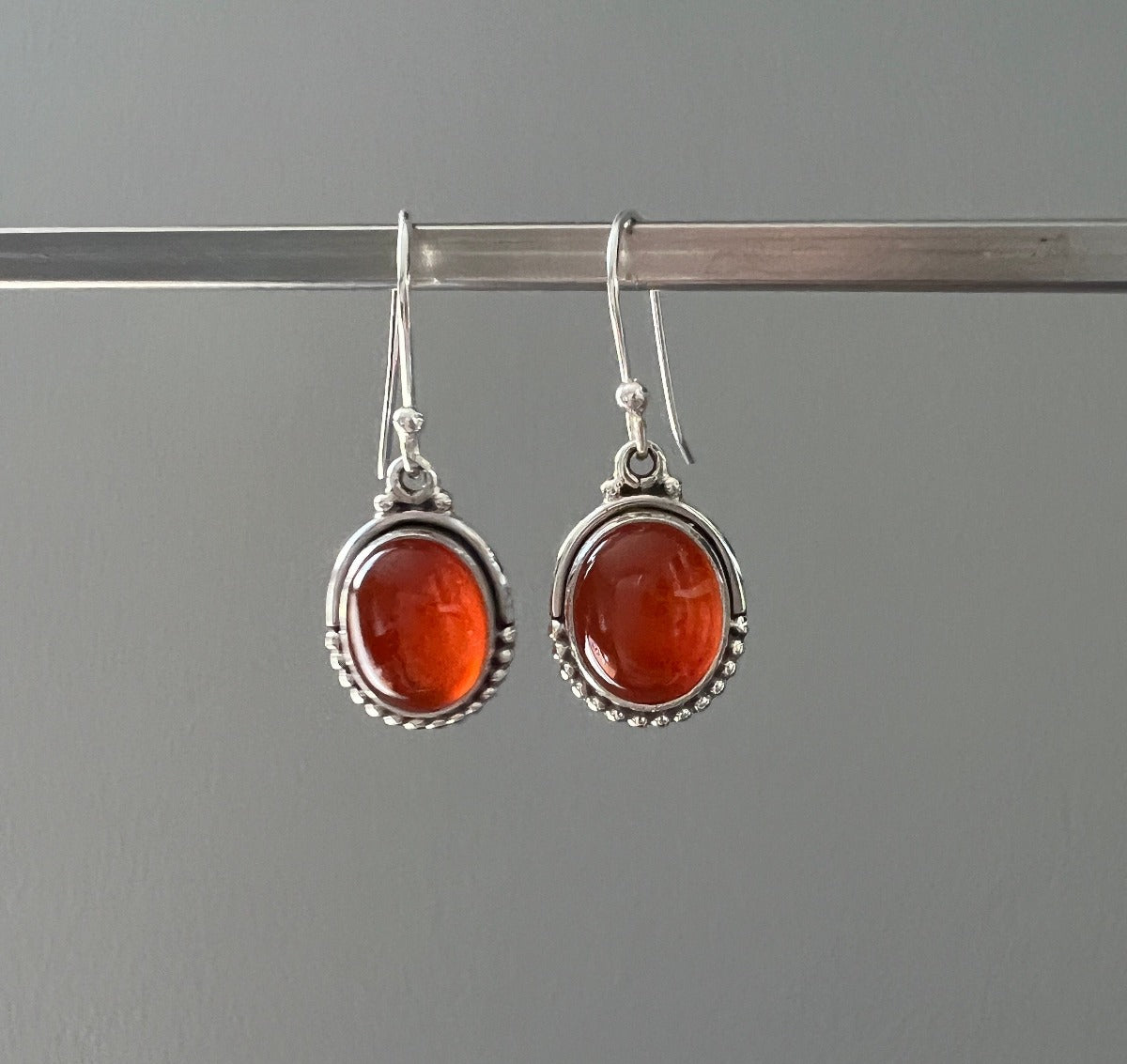 Sterling Silver Carnelian Drop Earrings by Springwaves