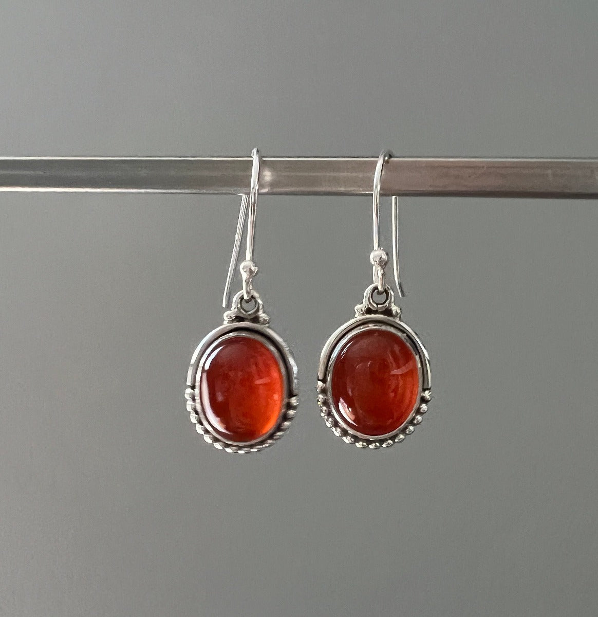 Sterling Silver Carnelian Drop Earrings by Springwaves