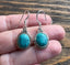 Oval Turquoise Earrings - Delicate Silver Drop Earrings by Springwaves