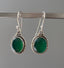 Oval Green Onyx Earrings - Delicate Silver Drop Earrings by Springwaves