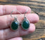 Oval Green Onyx Earrings - Delicate Silver Drop Earrings by Springwaves