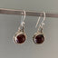 Boho Silver Round Drop Earring - Deep Red Garnet Stone by Springwaves