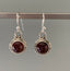 Boho Silver Round Drop Earring - Deep Red Garnet Stone by Springwaves