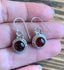 Boho Silver Round Drop Earring - Deep Red Garnet Stone by Springwaves