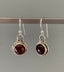Boho Silver Round Drop Earring - Deep Red Garnet Stone by Springwaves